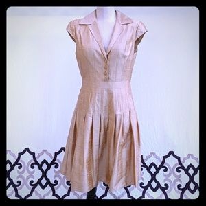 Kay Unger formal silk dress pleated skirt gold 10